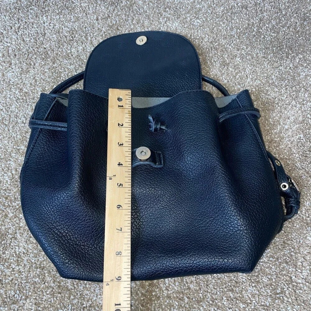 Sole Society backpack mini/midi black pebbled faux leather cinch top flap  clean